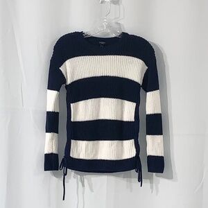 Talbots Petites Navy/White Cotton Sweater